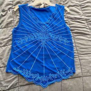 Women’s blue beaded sleeveless top